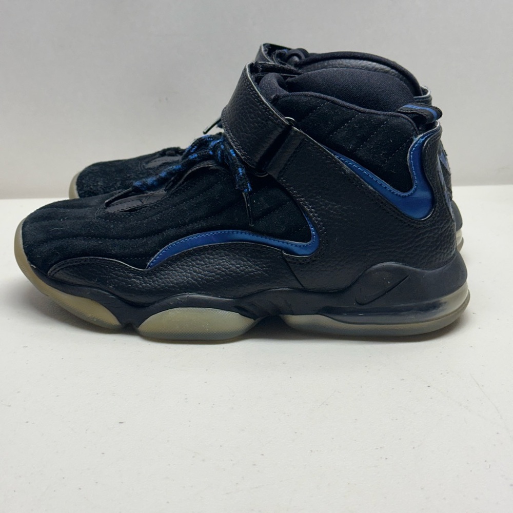 Nike Air Penny 4 OG Mens Size 7 Black Suede Leather Blue Sneakers 864018-001